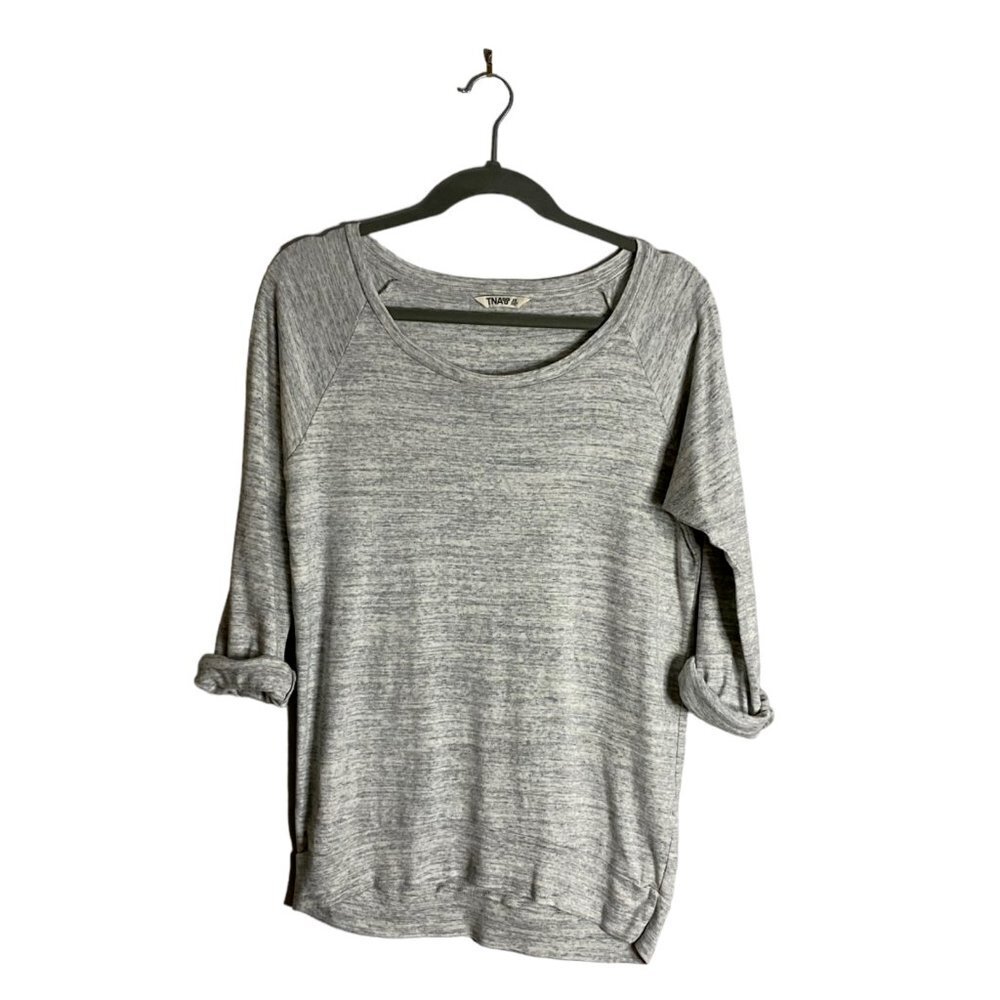 TNA Women's Heather Gray Boat Neck 3/4 Sleeve Top